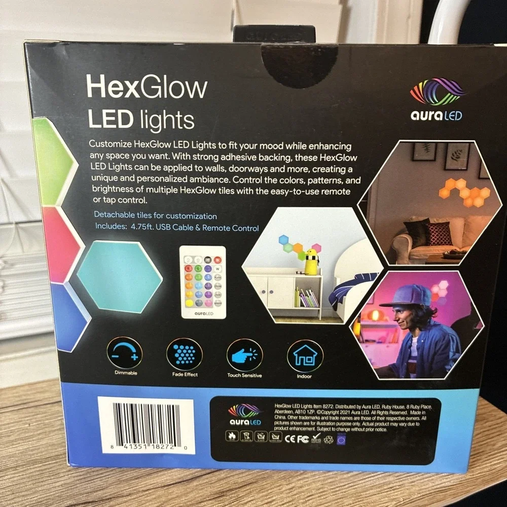 Aura Hex Glow LED Lights Battery Powered 6 x 3.35